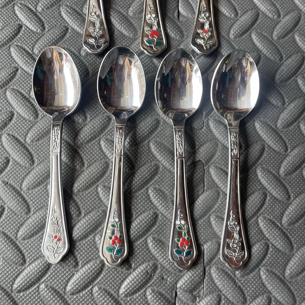 7‎ PFALTZGRAFF Winterberry Holly Teaspoon Tablespoon Spoon Flatware Christmas